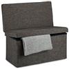 Relaxdays Panca Pieghevole con Schienale, Sgabello, con Coperchio e Contenitore, in Lino, HxLxP: 73x76x38 cm Marrone