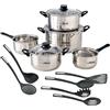 WELL HOME MOBILIARIO & DECORACIÓN Well Home Set di utensili da cucina in acciaio inox 8 pezzi + 6 utensili da cucina in PBT nero