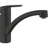 GROHE Start, rubinetto da cucina con beccuccio piatto (rubinetto per la cucina, girevole a 140°, risparmio d'acqua grazie alla limitazione della quantità variabile, montaggio senza utensili), nero