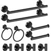 Hinmood Set di accessori da bagno neri da 10 pezzi, set di portasciugamani in acciaio inossidabile nero opaco Il set include 2 portasciugamani da 40 cm, 4 ganci per asciugamani, 2 porta carta igienica