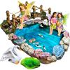 Mood Lab Set di 6 statuette e accessori per laghetto da giardino delle fate con ponte in miniatura, decorazione per esterni o per la casa