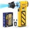 Smiling Shark Soffiatore ad Aria Compressa, JF-02 Vitesse Variabile 110000Giri/Min Elettrico Rimuovi Polvere Senza Fili con Tagliatore d'Emergenza e Martello per Cortile/PC/Auto/Campeggio, Giallo