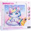 DIAMANTINY Design Art Quadretto - Kawaii - Gattino Unicorno con Farfalle e Nuvole