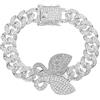 Abaodam Bracciale Uomo Donna Hip Hop Farfalle in Lega di Zinco e Strass Argento, Stile Street Lucido per Concerti e Appuntamenti