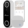 NIVIAN - Video campanello intelligente WiFi con fotocamera Full HD, audio bidirezionale, rilevamento del movimento, visione notturna, batteria ricaricabile, compatibile con app tua, Alexa e Google