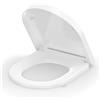 SREWOHS PRO Tavoletta WC, Copriwater a Chiusura Rallentata, Coperchio Water, Asse WC, Sedile WC Forma D, Bianco, Copri Water WC Chiusura Ammortizzata, Tavoletta WC con Sgancio Rapido a un Pulsante