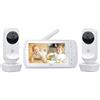 Motorola Nursery VM35-2/Ease 35-2 Baby Monitor con 2 Telecamere, Schermo da 5.0 pollici, Display a schermo diviso, Visione Notturna, Comunicazione Bidirezionale, Monitoraggio Temperatura, Bianco