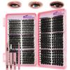VEGCOO Ciglia Finte Ciuffetti Kit 60+80+120+150+200D, 528 Pezzi Ciglia Finte Naturali, D Curl Extension Ciglia 8-16mm Lash Clusters con Strumenti per Extension Ciglia Fai da te a Casa