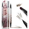 KOLZEMV Matita Sopracciglia Waterproof 2 in 1, Penna per Sopracciglia Effetto Pelo con Punta Ultra Sottile e Pennello a Forchetta, Microblading Sopracciglia Naturale a Lunga Durata, Marrone Scuro