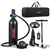 VEVOR Mini Bombola Subacquea per Immersioni, Set di Bombola Subacquea Portatile 1 L Mini Scuba Tank Ricaricabile Fino a 20 Minuti con Borsa a Spalla, Maschera Singola, Pompa Manuale e Borsa a Rete