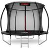 Neo-Sport Trampolino da giardino per bambini, rete di sicurezza interna, aste imbottite, resistente alle intemperie, antiruggine, portata fino a 150 kg, rosso, nero, 312 cm
