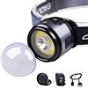 Domary Lampada Frontale a LED Ricaricabile, Torcia Frontale Super Luminosa 400 con Magnete a Clip per Cappello con Cinghia per la Testa Regolabile Angolo di Rotazione di 60 Gr