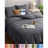 Utopia Bedding Copripiumino Una Piazza e Mezza - Microfibra Copripiumino 200x200cm + Federe 80x80cm - Grigio