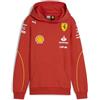 PUMA Felpa con Cappuccio Team Scuderia Ferrari 2024 Bambini Rosso Bruciato | Logo Scudetto Ferrari stampato davanti e dietro, Logo PUMA stampato davanti e sul cappuccio, Prodotto ufficiale con licenza