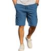 COOFANDY Pantaloncini da Uomo in Cotone Cargo Shorts Pantaloni Casual Corti Vita Elastica Estate con Tasche S-3XL Grigio Blu M