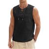 TOMEEK Canottiera Uomo Cotone Canottiera Estate Senza Maniche Maglietta Uomo Smanicato Casual Tank Top Leggero Stile Spiaggia Hippie,Nero,S