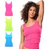 FOCENZA Set 3 Pezzi Canotta Donna Spalla Larga in Morbida Microfibra, Intimo Senza Cuciture in Vari Colori, Made in Italy (Turchese-GF-Bubble Fluo, S-M)