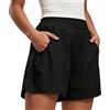 YYDSXK Pantaloncini da Bagno Donna, Slip da Bagno a Vita Alta con Tasche, Boardshort ad Asciugatura Rapida con Fodera a Boxer UPF 50+ UVA, Costumi da Bagno per Spiaggia e Sport Acquatici (Nero L)