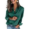 Zeagoo Camicetta in Raso da Donna con Scollo a V Bluse con Bottoni Classico Tops