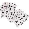 Yardwe Pigiama Donna Motivo Mucca Manica Corta, Tessuto Traspirante, Bianco