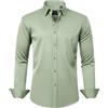 J.Ver Camicie da Uomo a Maniche Lunghe, Tinta Unita, Elasticizzate, Senza Pieghe, Camicia Formale da Lavoro, Casual, con Bottoni, Verde Salvia., L
