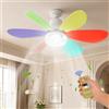 AKOFIC Ventilatore da Soffitto con Luce e Telecomando, 52cm LED Dimmerabile Lampadario, 3 Velocità, Timer, 3 Temperature Colore, E27 Lampadario Ventilatore per Camera da Letto, Ufficio, Garage (Multicolore)