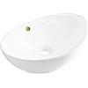 Aqua Uno AquaUno MAYA - Lavabo da appoggio ovale, 59 x 39 cm, bianco, con troppopieno dorato