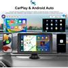 StarTech Autoradio portatile con schermo touchscreen da 17,8 cm, lettore multimediale con CarPlay e Android Auto wireless, connessioni USB e AUX, supporto per telecamera da retro CVBS, alimentazione a 12 V