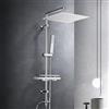 Görbach Colonna Doccia Acciaio Inox senza Miscelatore, Colonna Doccia idromassaggio con Asta Doccia Regolabili e Mensola, Set Doccia a Pioggia con Soffione 30×30 cm Cromo