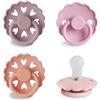 FRIGG Multipack Ciucci in Silicone | Confezione da 4 Ciucci | Prodotto in Danimarca | Tettarella Simmetrico a Forma di Ciliegia | (Sunset Bliss, Taglia 1 (0-6 Mesi))