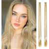 HIVTE xtension Dreadlock con Clip da 20 Pollici - Extension Trecce con Perline Sintetiche Boho per Cosplay e Styling di Code di Cavallo (Oro)