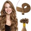 SEGO Extension Capelli Veri Cheratina 35 cm 25 Ciocche Extension Charatina Capelli Umani Remy Lisci Extension Cheratina Capelli Veri 25g #6 Marrone Chiaro