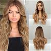 HAIRCUBE Parrucca Lunga Bionda Per Le Donne Parrucca Sintetica Naturale Capelli Ricci Mossi Parrucche Ombre Parte Centrale, Festa Uso Quotidiano