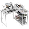 JUMMICO Scrivania Angolare a L 100x80 cm per Computer con Ripiani e Divisori - Compatta per Studio, Lavoro e Gaming, Ideale per Camera da Letto e Ufficio - Design Moderno e Salvaspazio