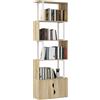 HOMCOM Libreria a forma di S 5 ripiani, 60x23.8x179.2 cm, Naturale
