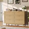 JiaOyu Credenza, comò per camera da letto con 6 cassetti, ampio comò in legno, credenza per soggiorno, corridoio, ingresso (kaki chiaro, 115 cm)