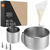 Moritz & Moritz Telaio da forno rotondo in acciaio inox - Regolabile a Piacere - stampo crostata per cuocere e decorare - Con 10 sacchettini e 3 attacchi