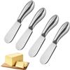 AMANDELIZABE 5 pezzi coltelli da burro, spalma marmellata, coltello burro, in acciaio inox, argento, per marmellata, burro, formaggio, panna, creme spalmabili per la colazione, vassoi per feste