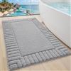 LUMI Tappetino Bagno Morbido Antiscivolo, Tappeto Bagno in Microfibra Super Assorbente, Lavabile in Lavatrice, Asciugatura Rapida, Tappeto Doccia Soffice per Vasca e Bagno, Grigio Chiaro, 60x110 cm