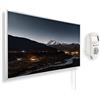KÖNIGHAUS Riscaldatore a infrarossi Könighaus - 600 Watt + termostato smart e APP Könighaus - una stufetta elettrica a basso consumo - Cornice bianca (02. Montagna e valle)