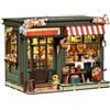 BATTREVO diy book nook kit-Aura Verde Blumenraum-Buchstütze Aus Holz und 3D-Puzzle mit LED-Licht,bastelset erwachsene,Dekoration des Bibliotheksregals