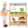 RELAX4LIFE Cucina Giocattolo per Bambini, Gioco Educativo in Legno con Fornelli, Lavello Staccabile e Rubinetto, Mini Cucina per Bambini 3 4 5 6 Anni (Naturle)