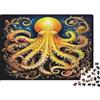 OERSZGINHFNH Polpo Dorato Puzzle 1000 Pezzi Puzzle per Adulti Arte Marina Rilassamento Concentrazione Decorazione Regalo 38x26cm/1000pcs