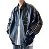 ORANDESIGNE Giacca in Pelle Nero Uomo Autunno Giacca Moto Biker Zip Streetwear Harajuku Y2K Cappotto Largo A Nero XL