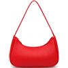 CharmBurst Borsa a spalla rossa da donna, borsa a mano in pelle vegana stile retrò hobo, borsa tote piccola con cerniera, borsa per ragazze adolescenti