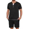 Jahetuul Pigiama Uomo Estivo Corto Completo Estivo Uomo Cotone Leggero | 2 Pezzi Pigiami con Bottoni Collo Tondo Manica Corta T-Shirt e Pantaloncini
