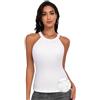 WOWENY Canottiera da donna sexy, basic, scollo a U, reggiseno integrato, senza ferretto, bianco, M