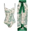 SMUXP Bikini da donna 2 pezzi con gonna lunga sarong, costume da bagno intero con gonna copricostume da bagno in chiffon, costume da bagno sarong con stampa floreale modesto costume da spiaggia
