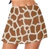 GuoChe Gonna da nuoto da donna pantaloncini integrati gonna da nuoto pantaloncini periodo giraffa texture pelle marrone bianco realistico