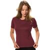 Merino.tech Maglietta Donna - T Shirt Lana Merino Manica Corta, 100% Intimo Lana Merinos Donna (Burgundy Wine Crewneck, Small)